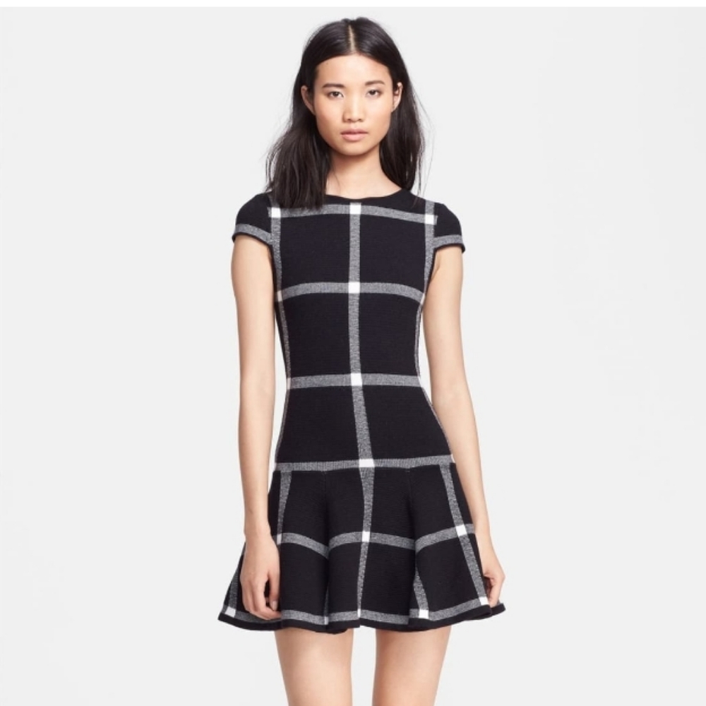 Alice + Olivia 'Selma' Check Flounce Hem Dress